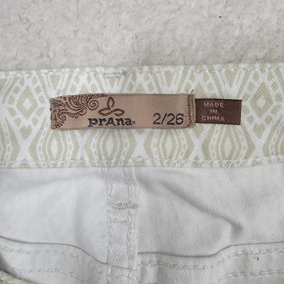 Prana Kara Diamond Patterned Cream/Light Olive Pants 2/26 - Picture 5 of 6
